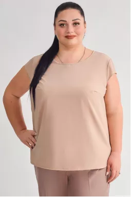 Короткая блуза без рукавов в однотонном исполнении больших размеров