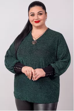 Блуза с люрексовой нитью и декоративным украшением больших размеров