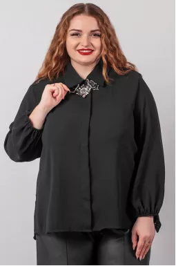 Элегантная черная блуза с фактурным кружевом больших размеров