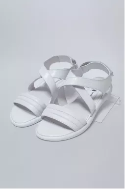 Сандалі білі шкіряні з написом Ми з України великих розмірів 