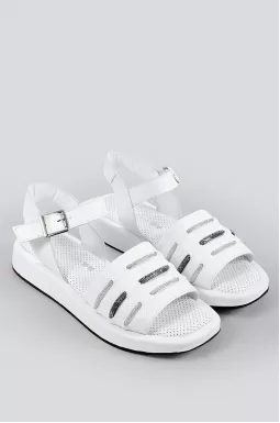 Сандалі білі з декором великих розмірів