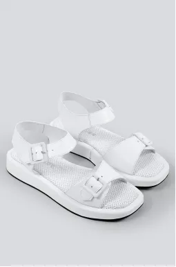 Білі сандалі з перфорованою устілкою великих розмірів