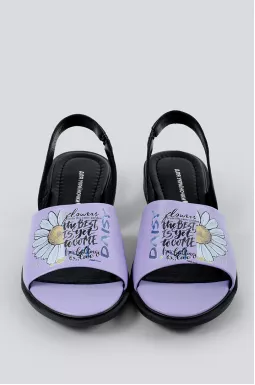 Босоніжки бузкові з принтом великих розмірів