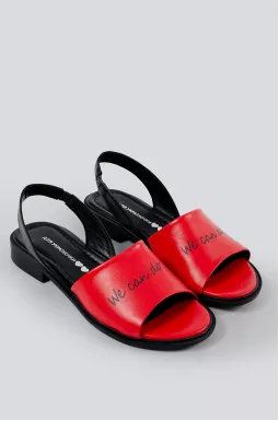Босоніжки червоно-чорні з написом великих розмірів