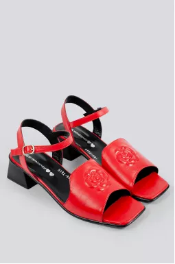 Босоніжки червоні на підборах великих розмірів