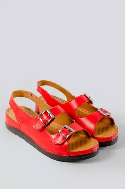 Червоні шкіряні босоніжки великих розмірів