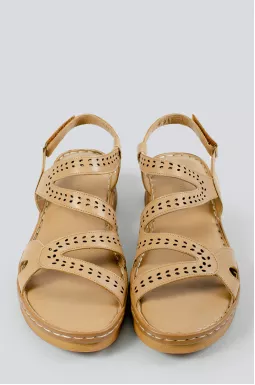 Сандалі бежеві з декором великих розмірів