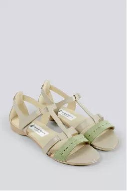 Бежево-оливкові сандалі із нубуку та шкіри великих розмірів