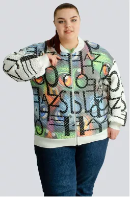Бомбер с принтом больших размеров