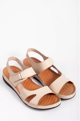 Босоніжки бежеві на липучці великих розмірів