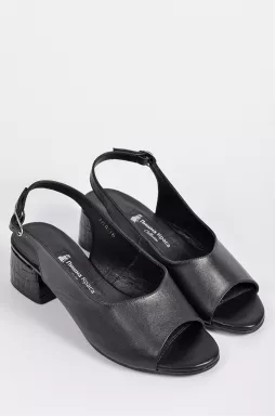 Босоніжки чорні з лаковими підборами на широкі ніжки великих розмірів