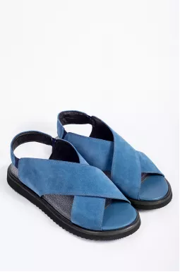 Босоніжки замшеві кольору денім великих розмірів