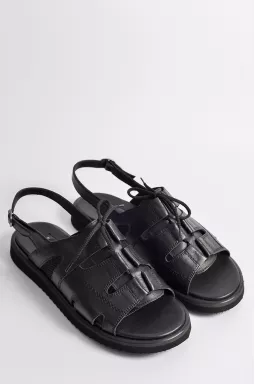 Босоніжки чорні на низькій танкетці великих розмірів