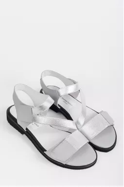 Босоніжки сріблясті з липучками великих розмірів