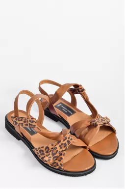 Босоніжки з анімалістичним принтом в коричневому відтінку великих розмірів