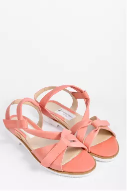 Босоніжки коралового кольору на дуже широкі ніжки великих розмірів