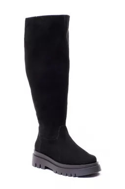 Ботфорты замшевые на удобной подошве больших размеров