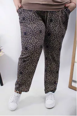 Брюки с принтом штапель супер батал