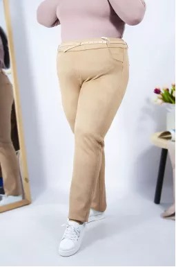 Брюки зауженные бежевые батал