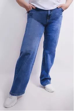 Джинси широкі з поясом супер батал