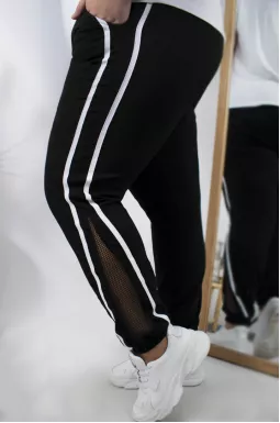 Стильные  зауженные брюки с сеткой супер батал