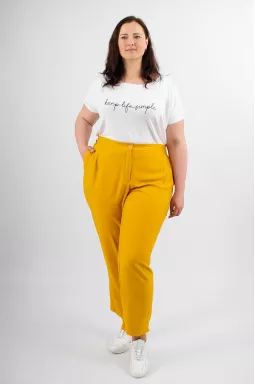 Брюки зауженные из льна батал