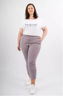 Брюки 7/8 лляні у смужку супер батал