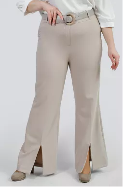 Світлі брюки кльош з поясом великих розмірів