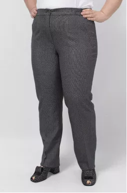 Брюки класичні сірі в клітинку батал