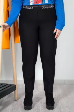 Брюки на резинке с надписями и блестками батал