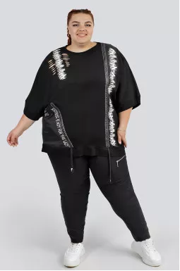 Брюки з широкими кишенями і блискавкою супер батал