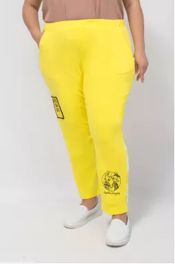 Яскраві літні брюки з принтом і блискавкою батал