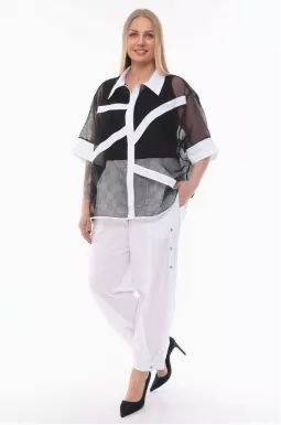 Белые коттоновые брюки бананы батал