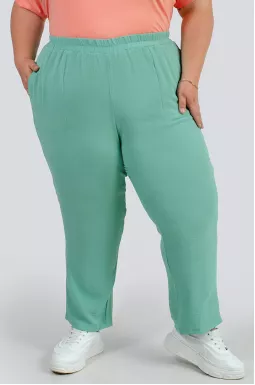 Однотонні брюки  із жатки великих розмірів