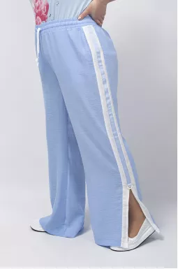 Брюки льняные на резинке со шнуровкой батал