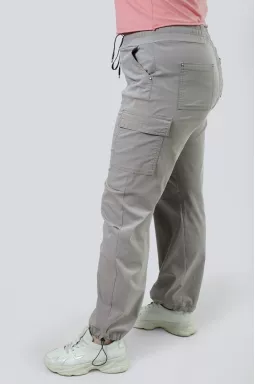 Коттоновые брюки карго с затяжками внизу батал