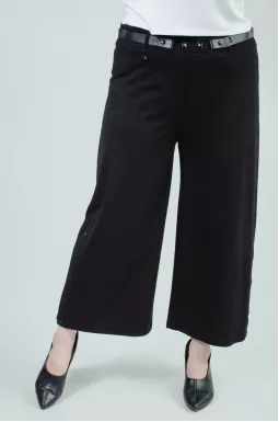 Брюки кюлоты с поясом декорированные пуговицами