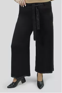 Брюки кюлоти з поясом зі стразами батал