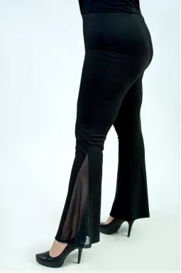 Трикотажні брюки кльош з вставками із сітки супер батал