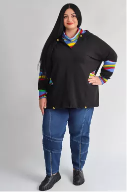 Джинсы бананы с молниями снизу больших размеров