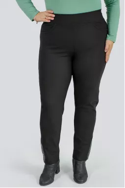  Трикотажные черные брюки 7/8 с декором больших размеров