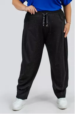 Чорні брюки банани з блискітками великих розмірів