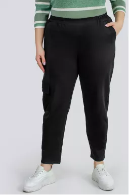 Чорні брюки карго двунитка великих розмірів