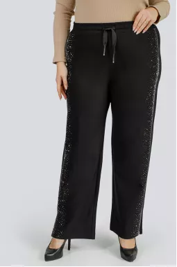 Брюки черные со стразами больших размеров