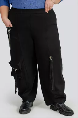 Чорні брюки банани з декором великих розмірів