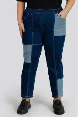 Двухцветные джинсы 7/8 больших размеров