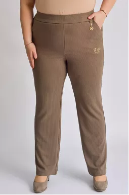 Брюки із трикотажу рубчик з прикрасами великих розмірів