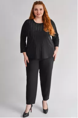 Чорні завужені брюки з акцентами по боках великих розмірів