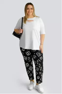 Брюки 7/8 трикотажные в принт больших размеров