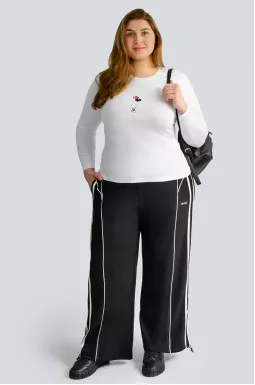 Черно-белые широкие брюки больших размеров